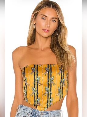 NWOT Superdown Sophia Satin Floral Stripe Bandana Top Size M